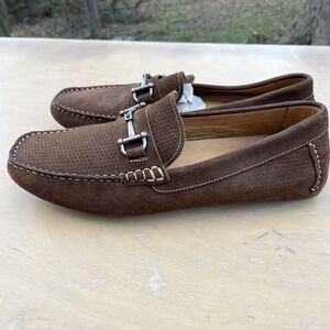 Men's Brown Loafers Driving Shoes 10 M Suede Leather 1901 Torino Brasil
